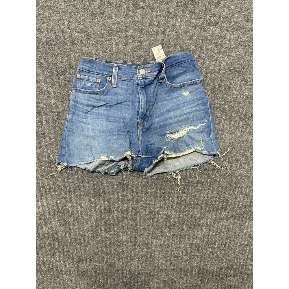 Levis Denim Shorts Womens Size 26 Blue Viscose Distressed Cut Off High Rise